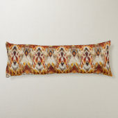 Modern Boho Neutrals Brown Oranje Ikat Tribal Lichaamskussen (Achterkant)