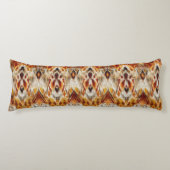 Modern Boho Neutrals Brown Oranje Ikat Tribal Lichaamskussen (Voorkant)