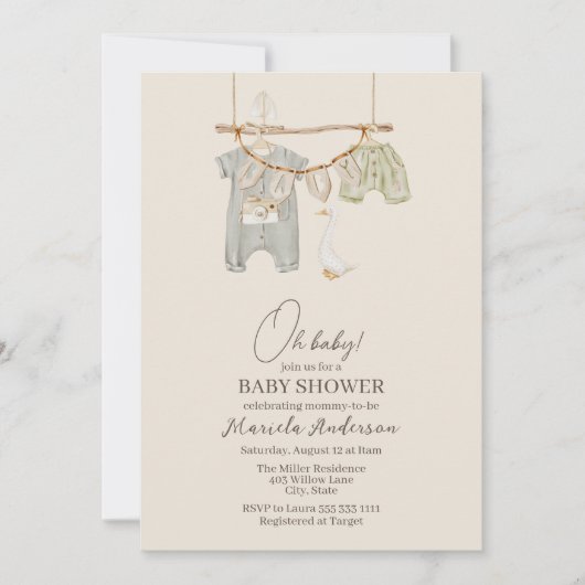 Modern Boho Nursery Mobile Baby shower Invitation Kaart (Voorkant)