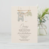 Modern Boho Nursery Mobile Baby shower Invitation Kaart (Staand voorkant)