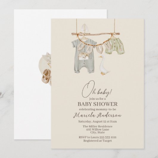 Modern Boho Nursery Mobile Baby shower Invitation Kaart (Voorkant / Achterkant)