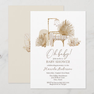 Modern Boho Nursery Mobile Baby shower Invitation Kaart