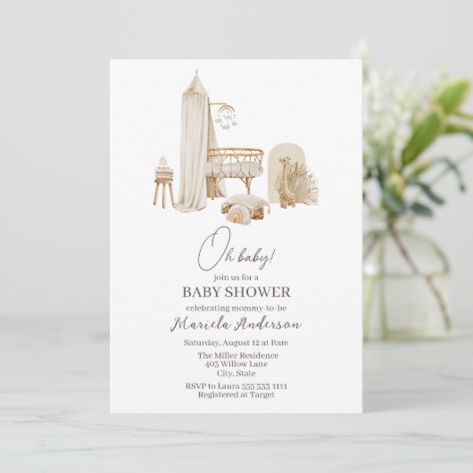 Modern Boho Nursery Mobile Baby shower Kaart (Staand voorkant)