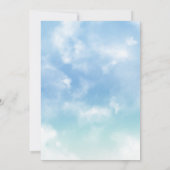 Modern Boho Nursery Waterverf Blue Het is Baby Kaart (Achterkant)