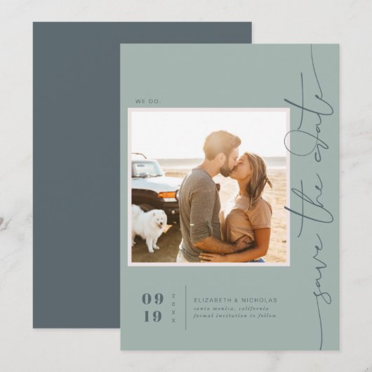 Modern Boho Oceaan Glas | Foto Save the Date (Voorkant / Achterkant)