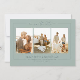 Modern Boho Ocean Glass | 3 Foto slaat de datum op Save The Date