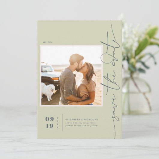 Modern Boho Ocean Glass | De foto bewaart de Datum Save The Date (Staand voorkant)