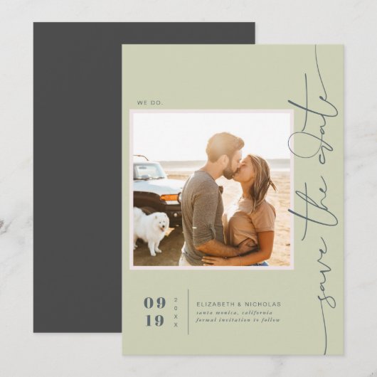 Modern Boho Ocean Glass | De foto bewaart de Datum Save The Date (Voorkant / Achterkant)