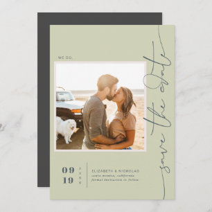 Modern Boho Ocean Glass   De foto bewaart de Datum Save The Date