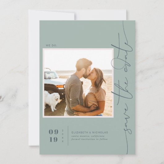 Modern Boho Ocean Glass | De foto bewaart de Datum Save The Date (Voorkant)