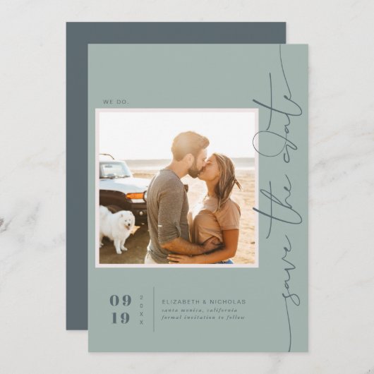 Modern Boho Ocean Glass | De foto bewaart de Datum Save The Date (Voorkant / Achterkant)