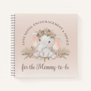 Modern Boho Olifant Genderneutraal Baby shower Notitieboek
