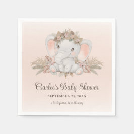 Modern Boho Olifant Genderneutraal Baby shower Servet