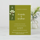 Modern Boho Olive Green Wedding Invitation Kaart (Staand voorkant)