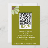 Modern Boho Olive Green Wedding Invitation Kaart (Achterkant)