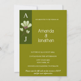 Modern Boho Olive Green Wedding Invitation Kaart