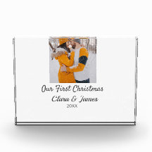 Modern boho onze eerste kerst foto koppel naam