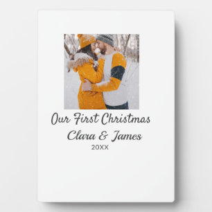 Modern boho onze eerste kerst foto koppel naam fotoplaat