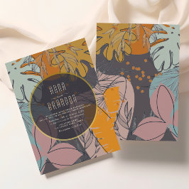 Modern Boho Oranje en Zwarte Trouwdag Kaart