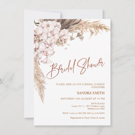 Modern Boho Orchard Pampas Grass Vrijgezellenfeest Kaart (Voorkant)