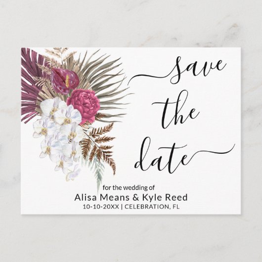 Modern Boho Orchids Floral Save the Date Aankondigingskaart (Voorkant)