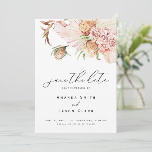 Modern Boho Pampas Dried Desert bewaart de data Kaart (Staand voorkant)