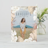 Modern Boho Pampas Grass Afstuderen Foto Universit Aankondiging (Staand voorkant)