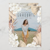 Modern Boho Pampas Grass Afstuderen Foto Universit Aankondiging (Voorkant / Achterkant)