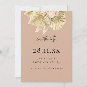 Modern Boho Pampas Grass Floral Blush Pink Save The Date