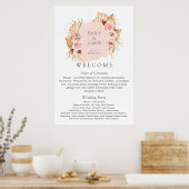 Modern Boho Pampas Grass Floral Wedding poster (Keuken)