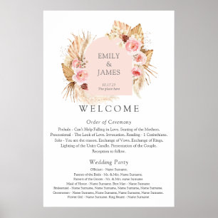 Modern Boho Pampas Grass Floral Wedding poster