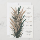 Modern Boho Pampas Grass Leaf Bouquet Wedding Kaart (Voorkant)