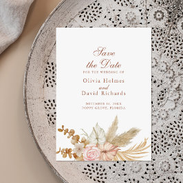 Modern Boho Pampas Grass Save the Date Kaart
