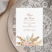 Modern Boho Pampas Grass Save the Date Kaart