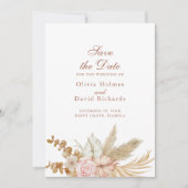 Modern Boho Pampas Grass Save the Date Kaart (Voorkant)