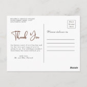 Modern Boho Pampas Grass Wedding Bedankt Postcar Briefkaart (Achterkant)