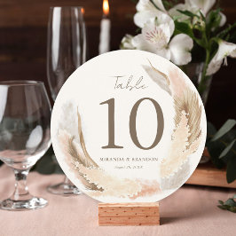 Modern Boho Pampas Grass Wedding Table Number Kaart