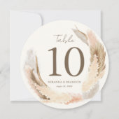 Modern Boho Pampas Grass Wedding Table Number Kaart (Achterkant)