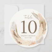 Modern Boho Pampas Grass Wedding Table Number Kaart (Voorkant)