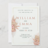 Modern Boho Pampas Grass Wedding Uitnodiging (Voorkant)