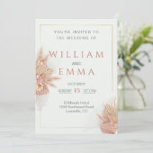 Modern Boho Pampas Grass Wedding Uitnodiging (Staand voorkant)