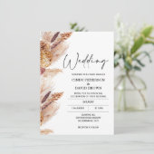 Modern Boho Pampas Grass Wedding Uitnodiging (Staand voorkant)