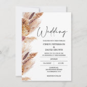 Modern Boho Pampas Grass Wedding Uitnodiging (Voorkant)
