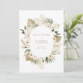 Modern Boho Pampas Wit & Goud Tekst Vrijgezellenfe Kaart (Staand voorkant)