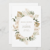 Modern Boho Pampas Wit & Goud Tekst Vrijgezellenfe Kaart (Voorkant / Achterkant)