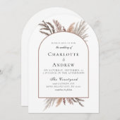 Modern Boho Pampasgras Weddenschap Kaart (Voorkant / Achterkant)