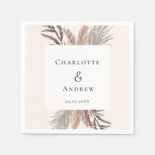 Modern Boho Pampasgras Wedding Napkins Servet (Voorkant)
