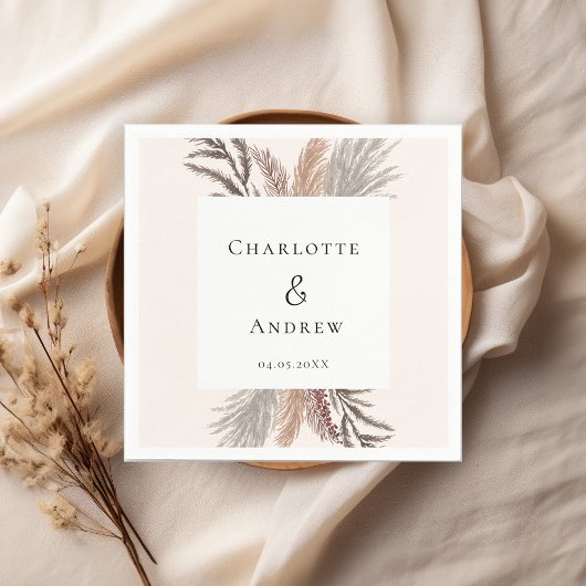 Modern Boho Pampasgras Wedding Napkins Servet