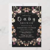 Modern Boho Pastel Wildflower Black Baby shower Kaart (Voorkant)