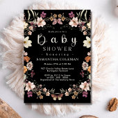 Modern Boho Pastel Wildflower Black Baby shower Kaart